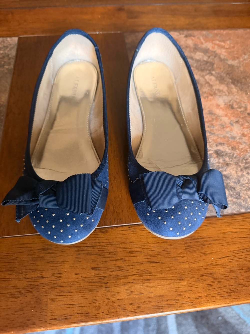Alfani Women’s Size 5 Dark Blue Bow Studded Ballet Flats